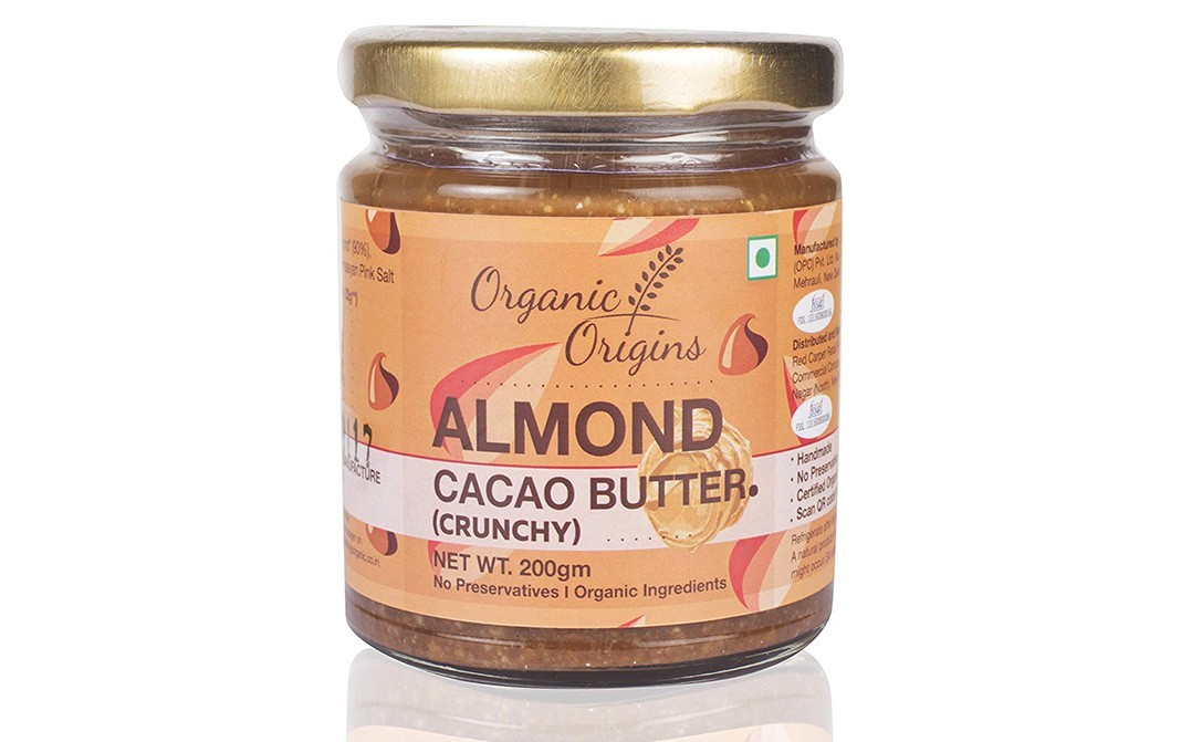 Organic Origins Almond Cacao Butter. (Crunchy)   Glass Jar  200 grams
